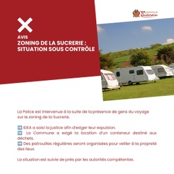 AVIS / ZONING DE LA SUCRERIE : SITUATION SOUS CONTRÔLE