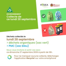 ENVIRONNEMENT / Collecte de ce lundi 28 septembre