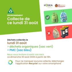 ENVIRONNEMENT / Collecte de ce lundi 31 août