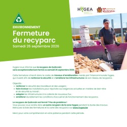 ENVIRONNEMENT / Recyparc fermé ce 26 septembre