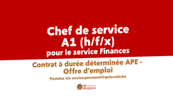 Offre d'emploi : chef de service A1 pour le service Finances